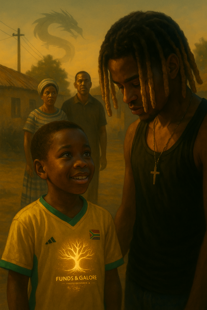 A child version of the trader awakening to purpose in a golden township scene, representing The Evolution of a Consistent Trader.