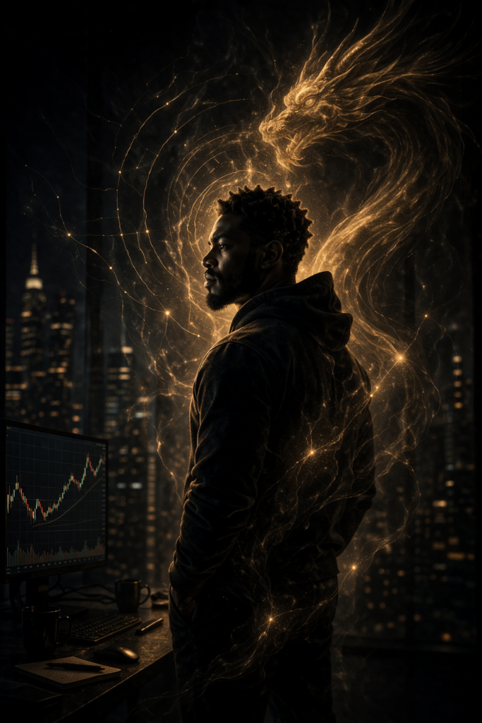 Mindset Over Markets illustrating a trader developing internal structure as awareness and discipline begin forming a personal system