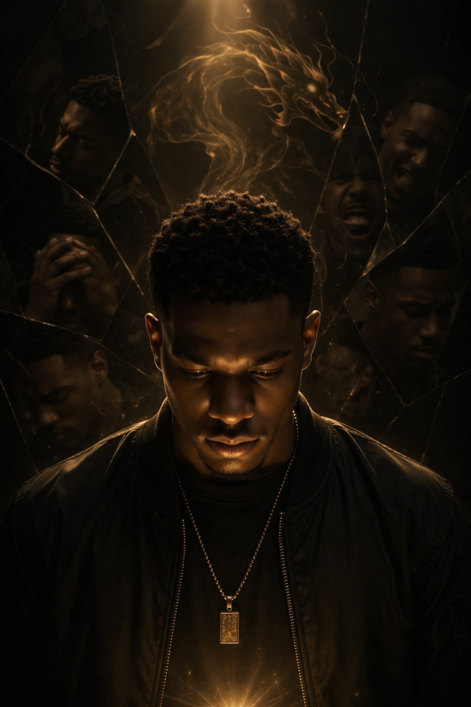 Blueprint of a Consistent Trader showing a reflective trader confronting inner patterns and emotions as the foundation of awareness 