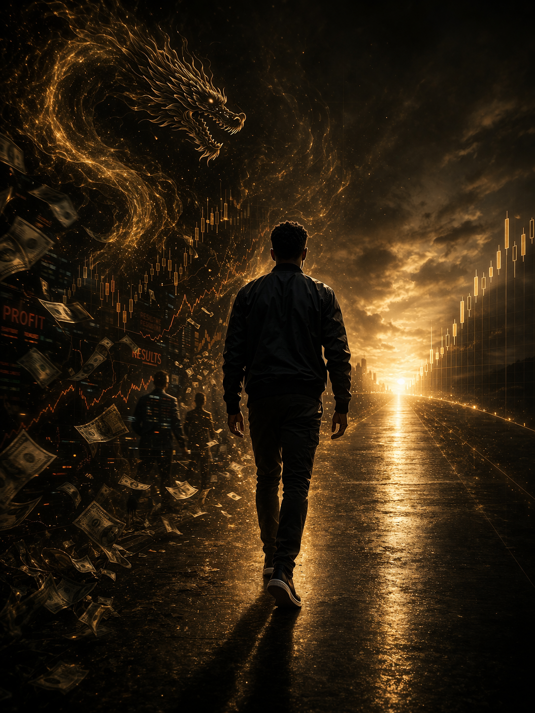 Blueprint of a consistent trader showing a trader walking away from distractions and focusing on process over money and outcomes.