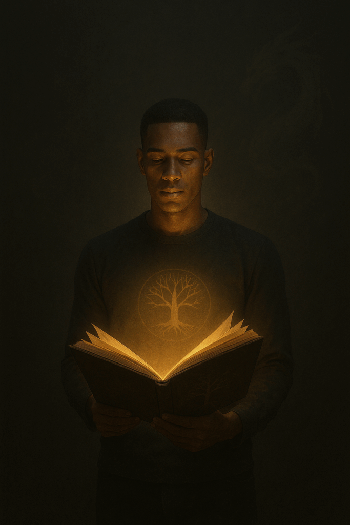 The Conscious Trader standing in a cinematic storm, illustrating the Blueprint of a Consistent Trader shifting from mindset to method.