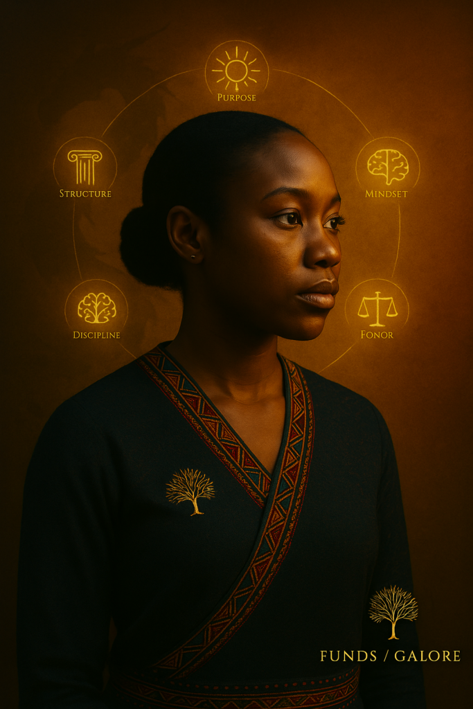 A cinematic close-up of a South African woman’s face split by warm gold and deep red lighting, showing the internal battle between discipline and desire in Discipline Over Desire 2.