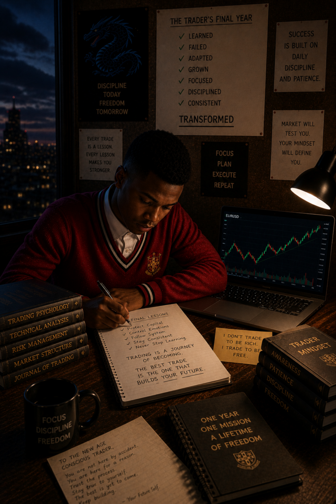 The Trader’s Final Year conclusion showing a young South African trader reflecting on the lessons that shaped his journey toward independence