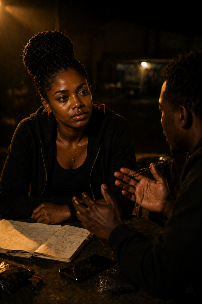 Discipline Over Desire depicting a woman learning from a mentor in a focused environment with warm lighting and calm discussion