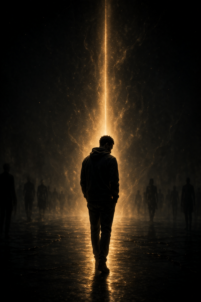 Mindset Over Markets illustrating a trader standing alone in silence symbolising growth through separation and self-realisation