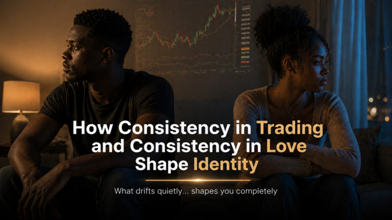 Young Black South African couple sitting apart in a dim room, showing emotional distance and the quiet impact of consistency in trading and consistency in love