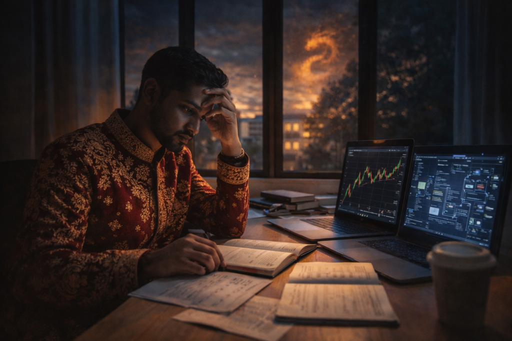 The Turning Point moment where university education conflicts with building independent systems and ideas.