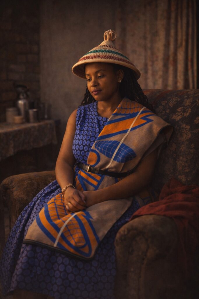 mothers love : silent love shown by a Sotho mother sitting quietly in a township home

