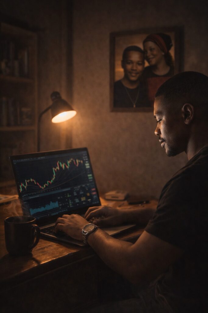 South African mother giving her son money before school symbolising sacrifice