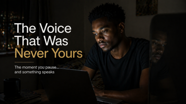 The Voice That Was Never Yours showing a South African man sitting alone at night as internal thoughts quietly influence his decisions