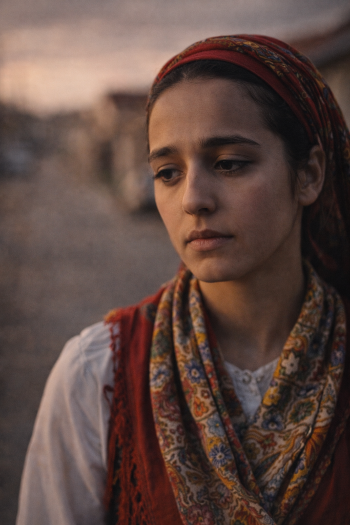 What we learned to ignore: close-up of a young woman's distant expression showing emotional weight and silence.