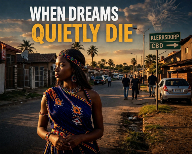 When Dreams Quietly Die in a Klerksdorp suburb as a young Nguni woman stands still while life moves around her.
