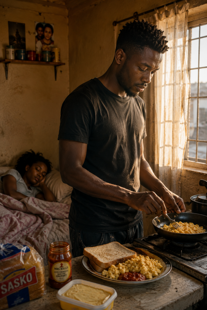 The Version That Started Noticing through a quiet morning of self-awareness inside a South African township home