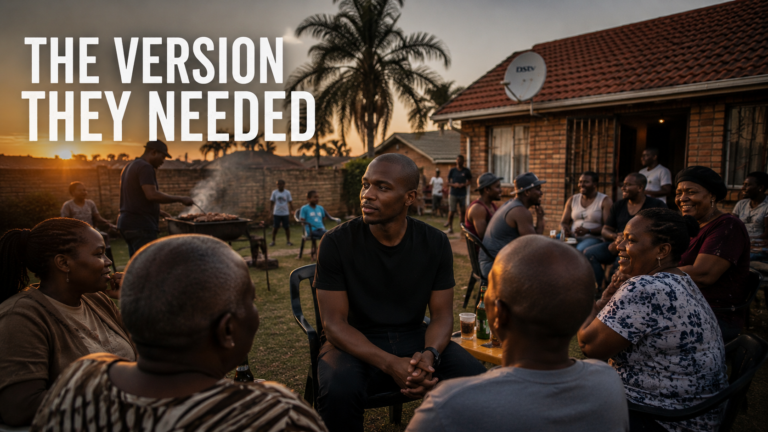 The Version They Needed depicting a young South African man at a family gathering in Orkney while reflecting on the version everyone expected him to become.