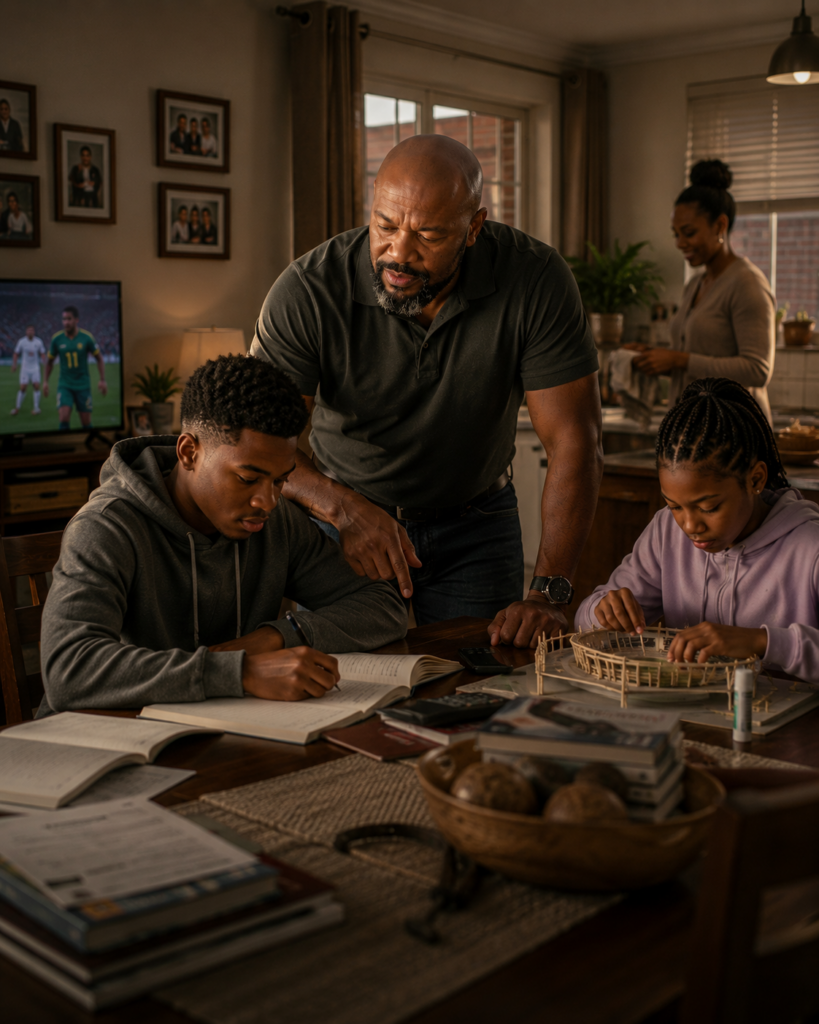 The Man Behind Father quietly looking at an old photograph that reminds him of who he was before fatherhood defined his daily life.