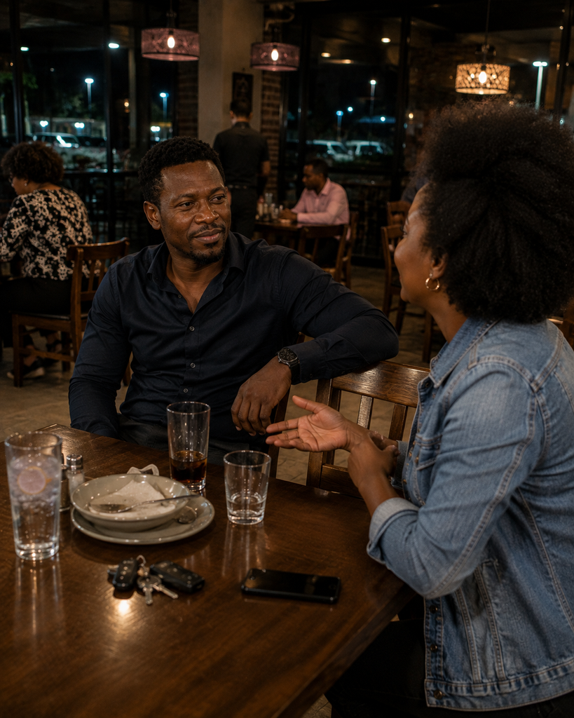 The Place Father Kept Returning shows Father still talking at a quiet Klerksdorp restaurant after an ordinary evening has stretched into night.