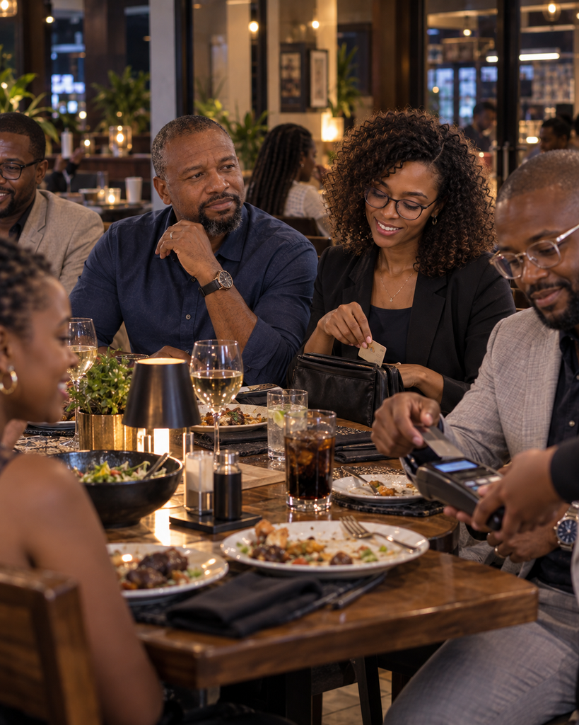 The Man Who Earned Less notices other men reaching for their cards during dinner with his wife’s professional circle.