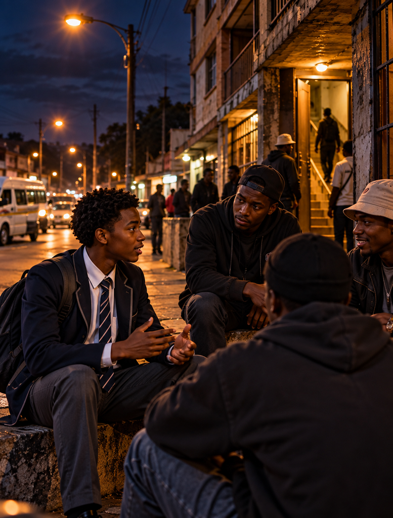he Streets I Grew Up In showing a private-school boy talking openly with older youths on the same South African street after dark.