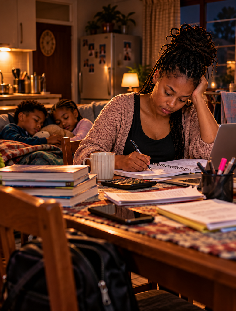 The Woman Who Chose Survival managing her studies and family responsibilities through years of sacrifice.