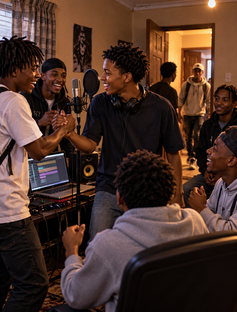 Knew It Was the Dark – Puff celebrating a successful verse as another connection enters the Klerksdorp studio
